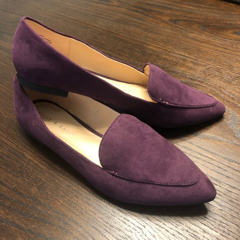 Plum Purple Vegan Suede Pointed-Toe Loafers